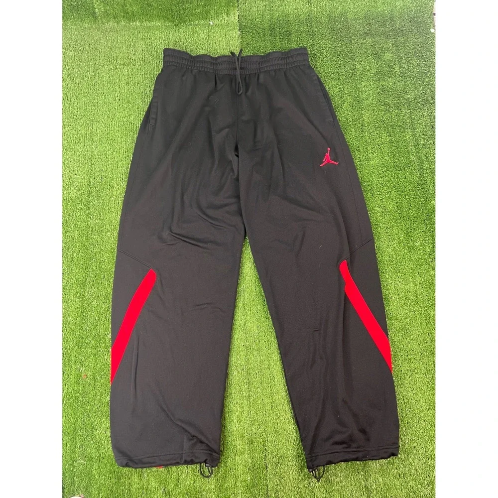 Jordan Mens Dri-FIT Track Pants Black Red Jumpman Loose Fit XL 589159-011